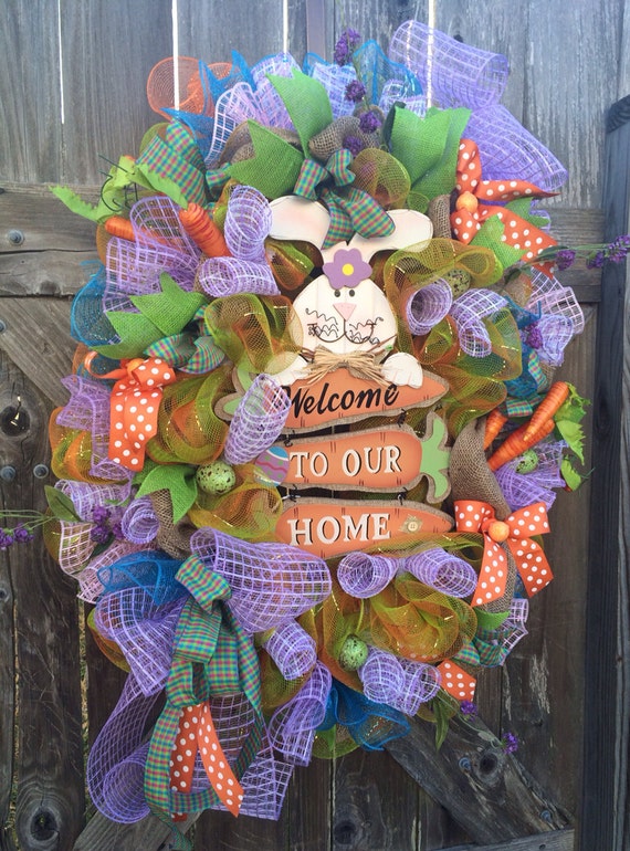 Easter Deco Mesh Wreath Easter Wreath Spring Deco Mesh