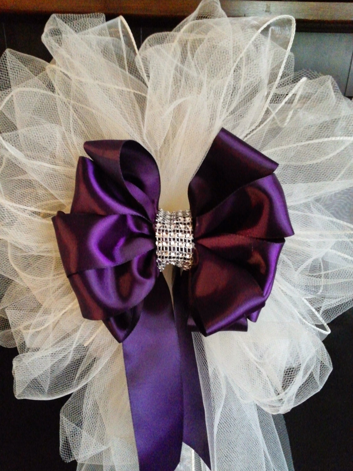 Wedding Pew Bows Any Color Satin And Tulle Bows With Streamers