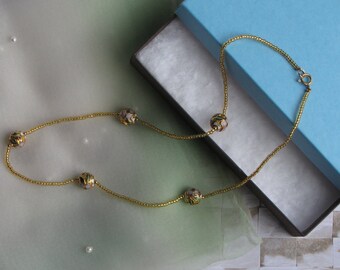 Tin Cup style cloisonne necklace