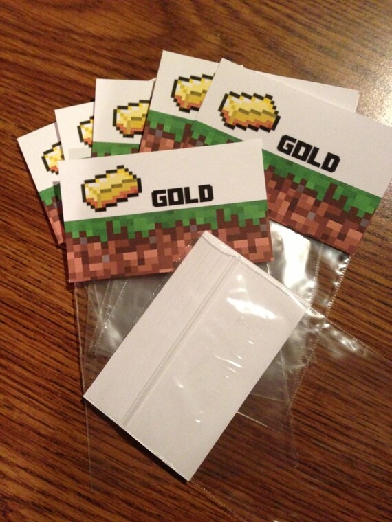 Items similar to Minecraft Party Gold Favor Bag & Label on Etsy