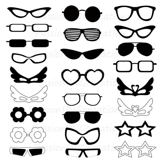 Digital glasses clipart Silhouette glasses card Digital glasses clipart Silhouette glasses card