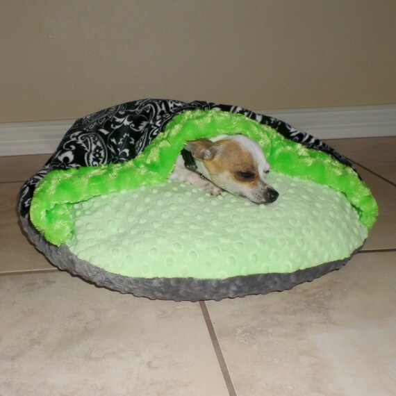 Items similar to Teacup Dog Bed Size 20" Mint and Paisley Minky Fabric