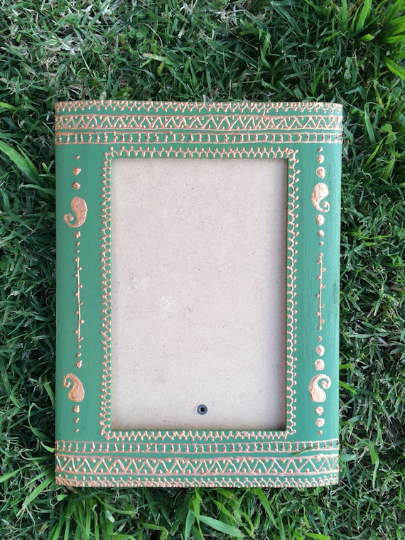Beautiful Green/Copper Henna Design Frame 4inX6in