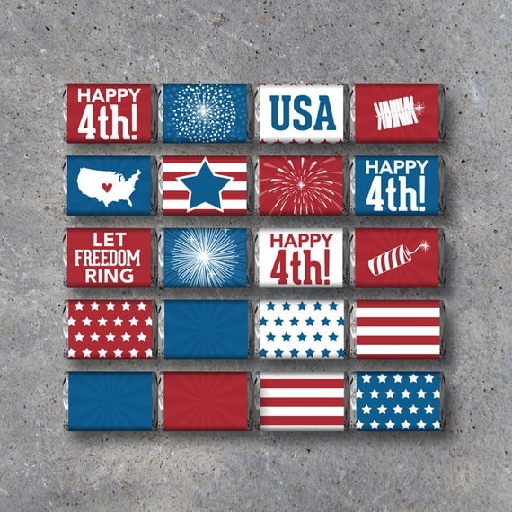 4th of July Mini Candy Bar Wrappers – Instant Download – Printable Candy Bar Wrappers – 4th of July Party – Independence Day Party Favors Il_570xn