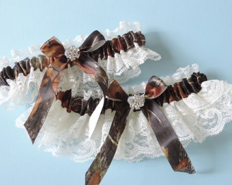 Real Tree Mossy Oak Wedding Garter Set, Camouflage garter, garters, Camo Garter, Camo Wedding garter, Bridal garter, Garters, Garter