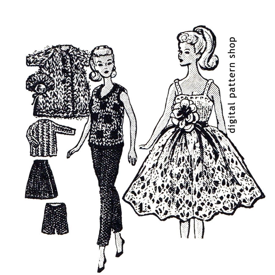 Barbie Knitting Pattern Vintage Barbie Doll Clothes Pattern