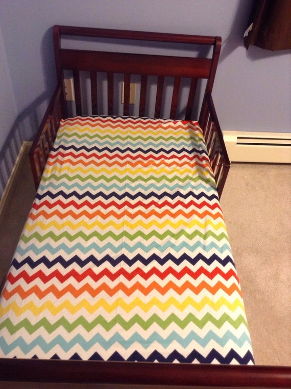 Rainbow chevron crib/toddler bed fitted sheet by RaeofSunBags