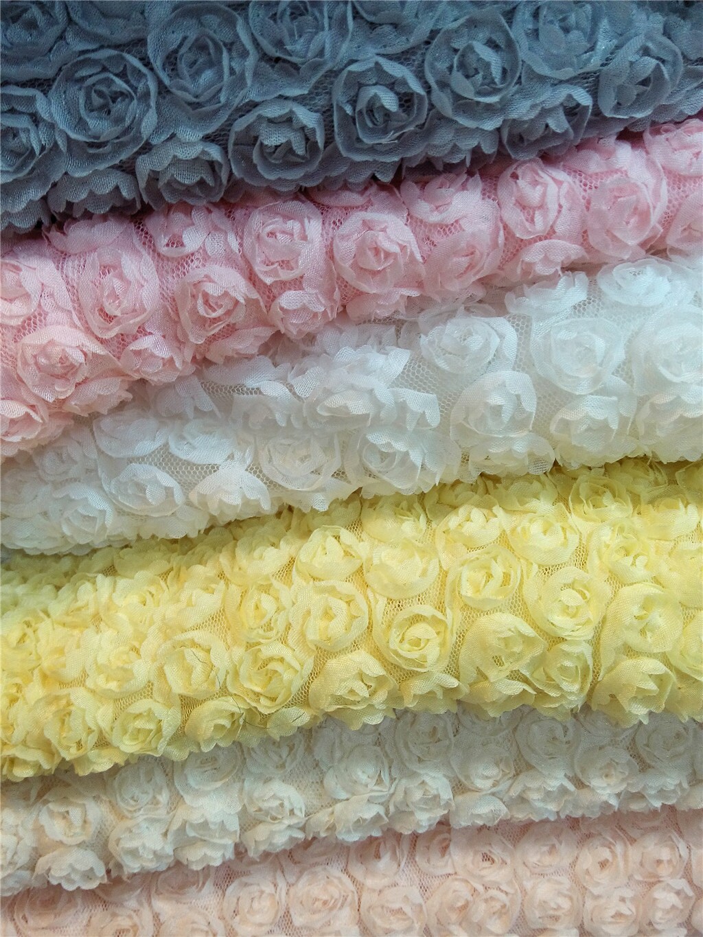 3D rosette fabric shabby chiffon rose fabricwedding decor
