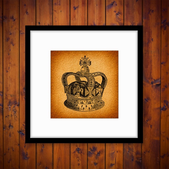 Antique Art Royal Crown Artwork Crown Wall by SparrowHousePrints