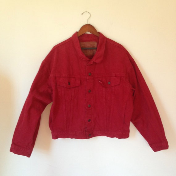 levi's red denim jacket mens