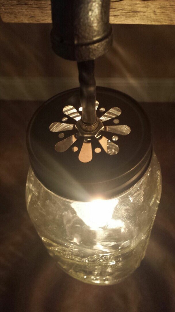 Barnwood Mason Jar Light Fixture 4 light hanging ceiling