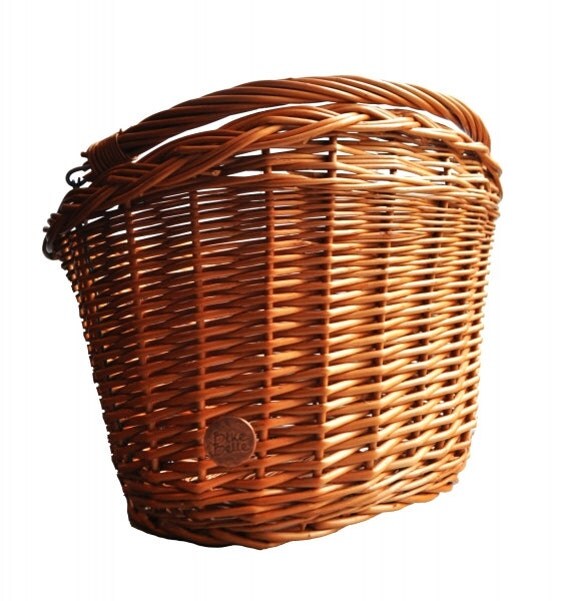 Wicker bike basket with leather straps by on Etsy
