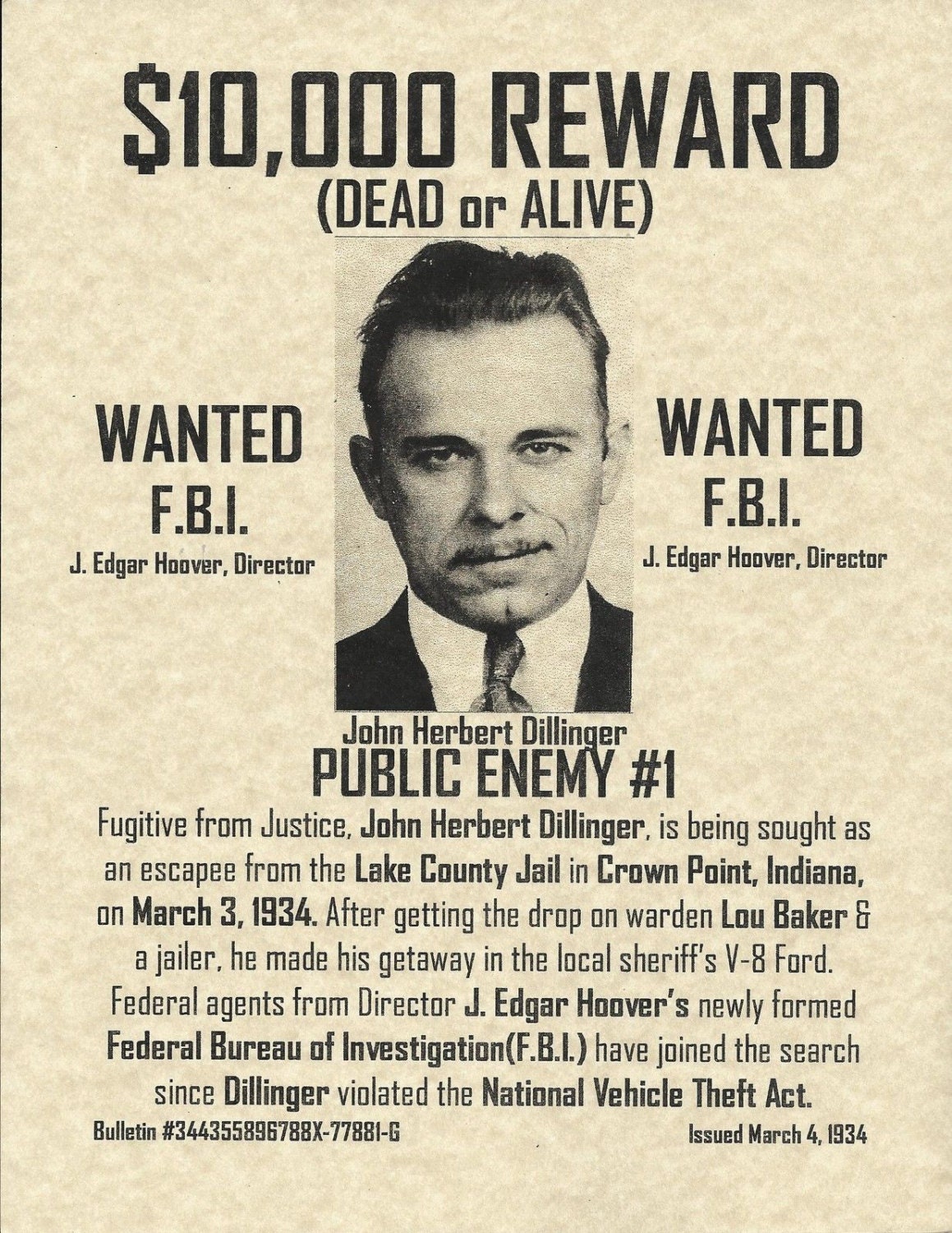 john dillinger handmade set of 5 posters by chickenfoots on Etsy