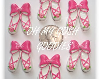 2 Piece Set BALLERINA SLIPPERS Hairbow Centers - Oh My Gosh Goodies Resins