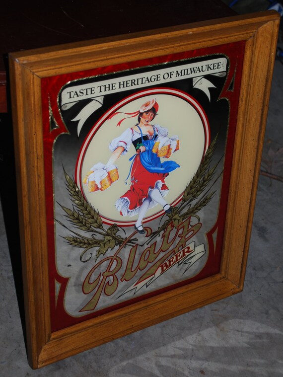 Items similar to Vintage Rare Blatz Beer Bar Maid Bar Mirror on Etsy
