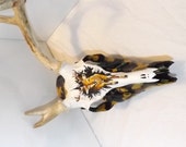 Native American Art - Painted Deer Skull - Camo & Buck Design Acrylic,Southwest Decor, ,Western Art, Deer Horns, Deer Skulls,Deer Antlers