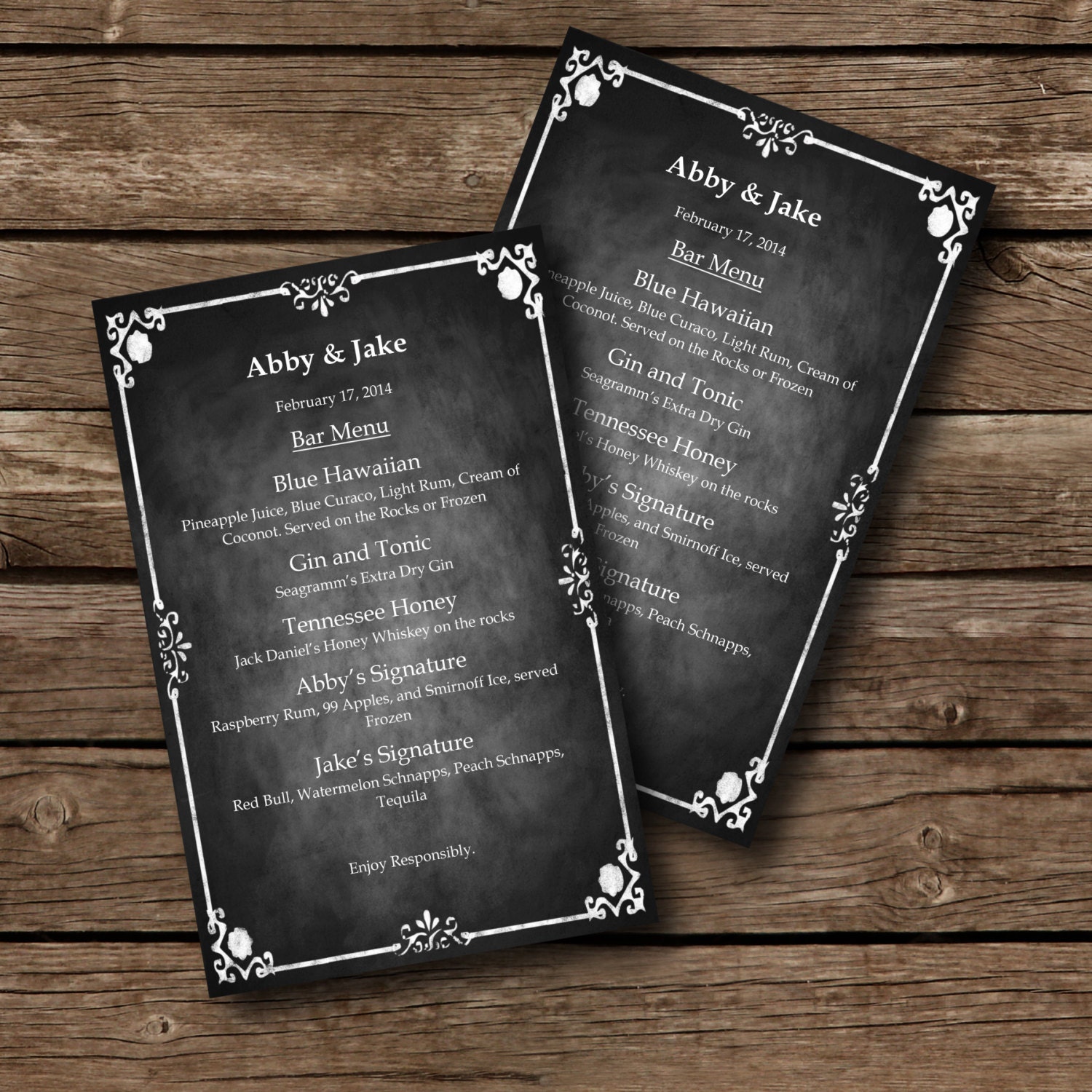 Editable MENU Template Chalkboard Style Word Document