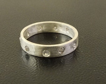 hammered pipe style wedding rings