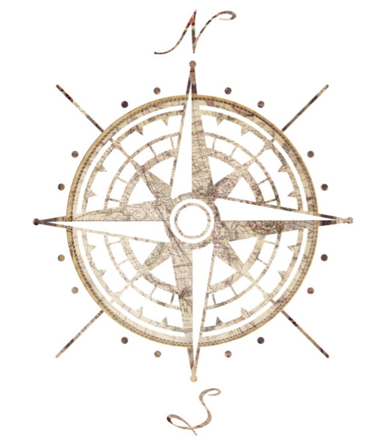 naval action map with compass