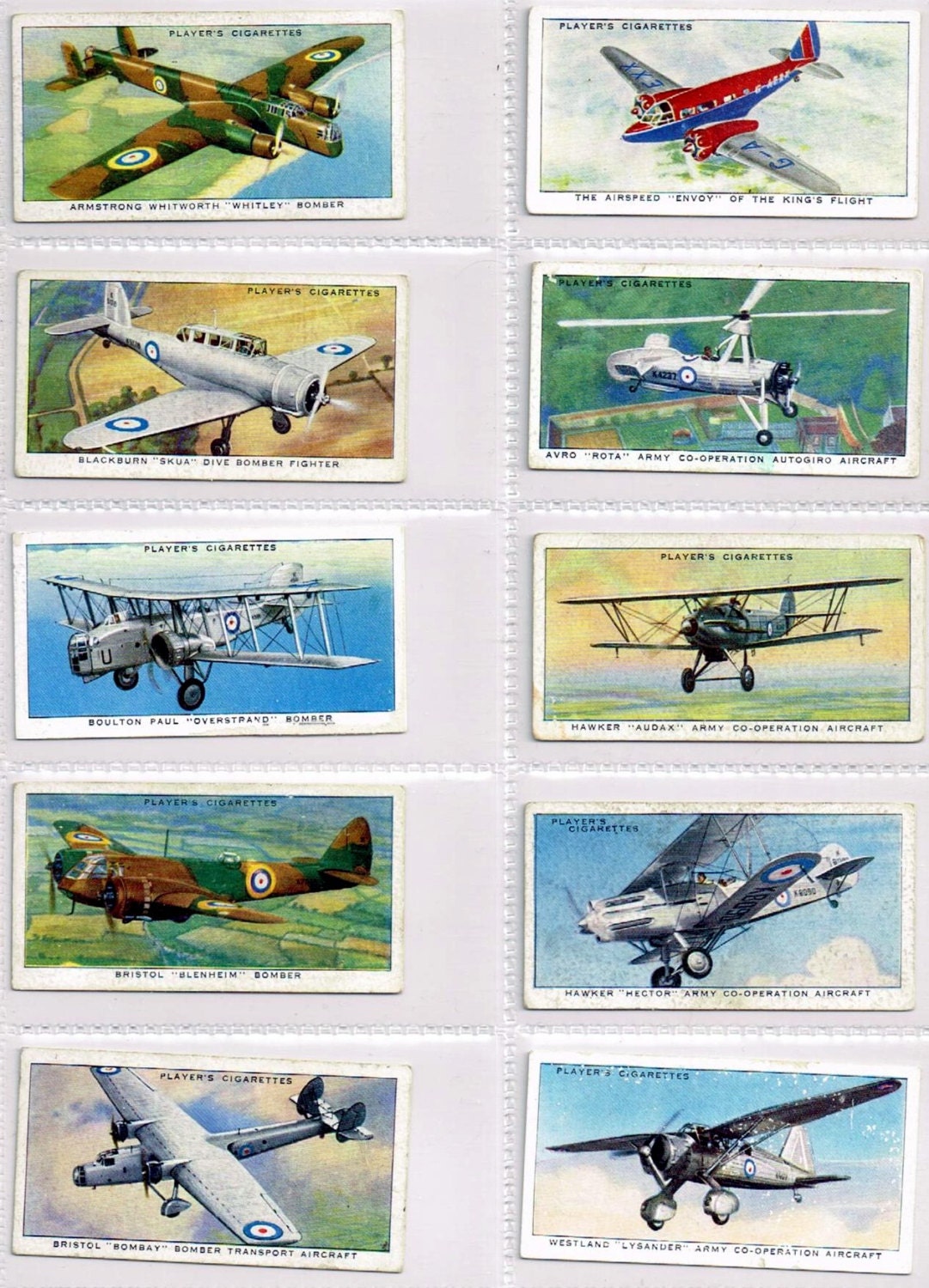 British Cigarette Card Set of 50 Cards. Aircraft of the Royal