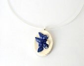CERAMIC NECKLACE- Unique, handmade, ceramics medallion, necklace, ceramic pendant, blue color details, flower pendant, gift, FREE shipping CERAMIC NECKLACE- Unique, handmade, ceramics medallion, necklace, ceramic pendant, blue color details, flower pendant, gift, FREE shipping