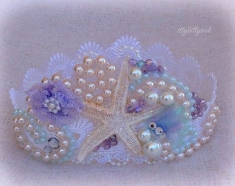 Mermaid crown ocean dreamer starfish pearls handmade girls mermaid party accessory photography prop