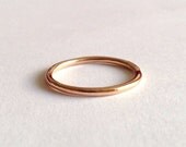 Red Gold Halo Ring - Unique Wedding Band - Organic Shape - Thin Ring - Men's Women's - Unisex - Polished or Matte Finish 18 Karat Rose Gold