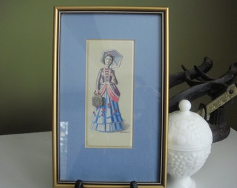 SALE-Vintage Avon Mrs.Albee Woven Silk Picture
