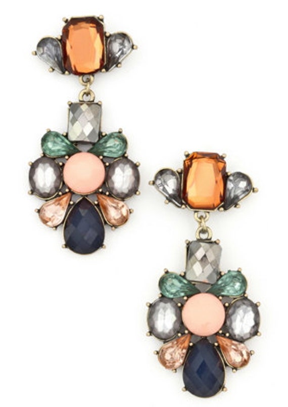 Multicolor Gem Statement Earrings by Baubleologie on Etsy