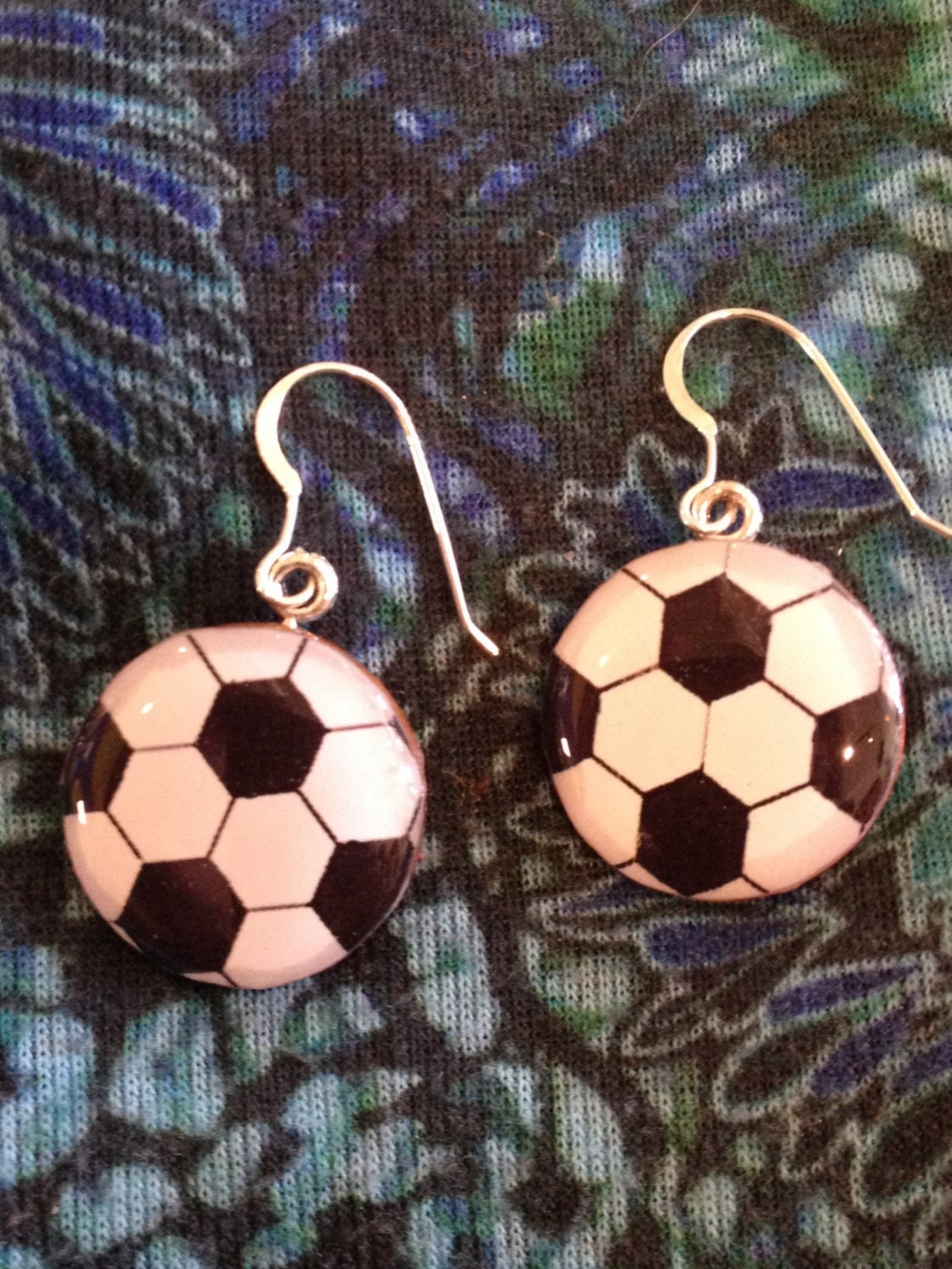Soccer Ball Penny Earrings on sterling earwires by AnnPedenJewelry