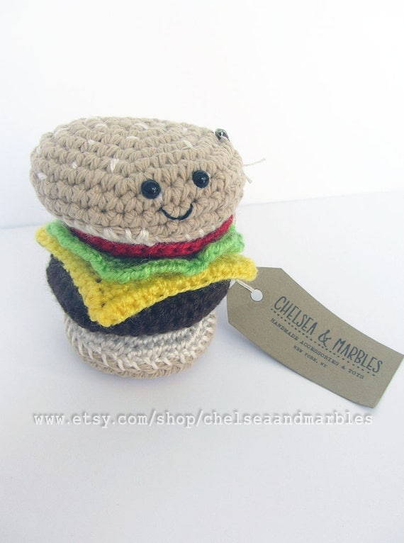 Handmade Crochet Amigurumi Play Food Cheeseburger with