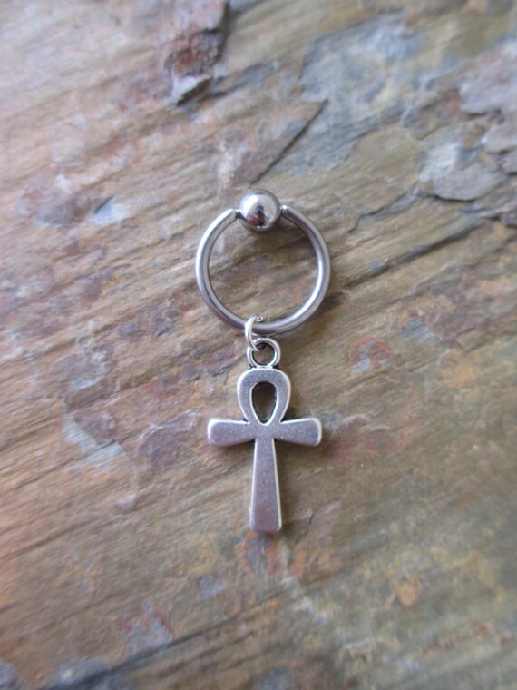 Silver Egyptian Ankh Tragus Cartilage Ear by BohemianBodyJewellry