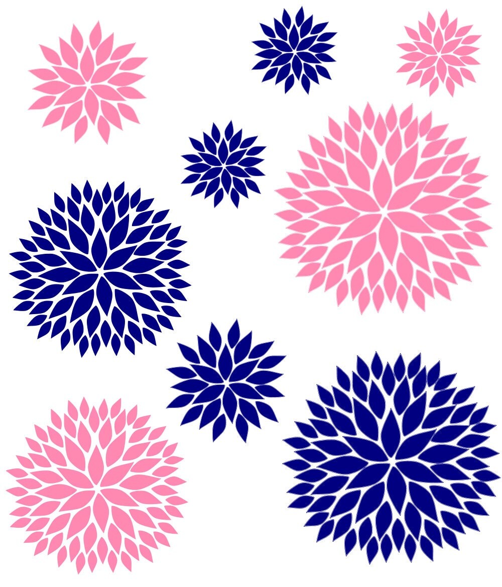 Flower Wall Decal. Dahlia Flower Vinyl Decal. Vinyl by AMMDecals