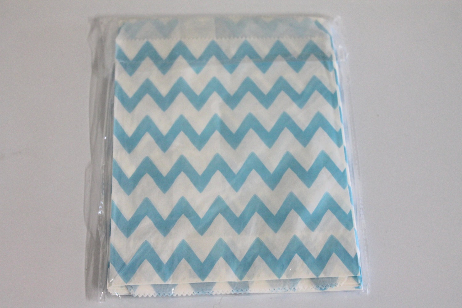 Set of 24 Party Favor Bags Light Blue Chevron by creativeexpres