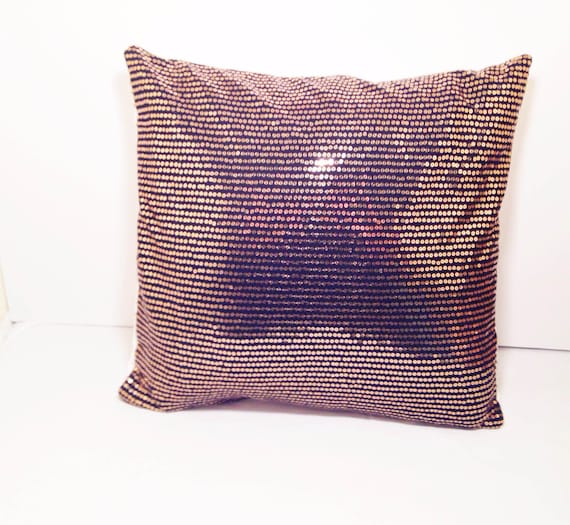 Items similar to Black and Gold Sequin Decorative Throw Pillow 14x14