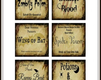 Digital Halloween Labels. Digital Potion Labels. Instant Download