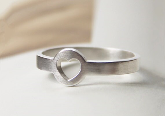 Silver Love Heart Ring Handmade Silver Heart Ring by HXStudio
