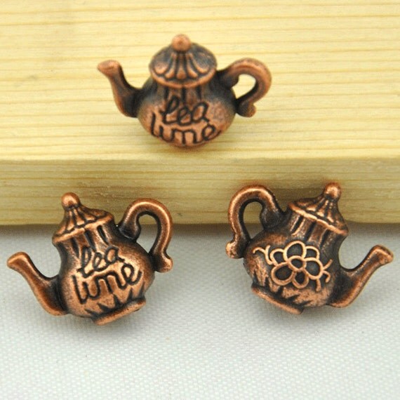 13x16mm10 pcs Ancient Copper 3D Flower Teapot CharmsDIY