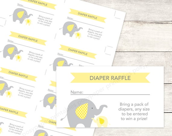 baby shower diaper raffle tickets printable diy elephants