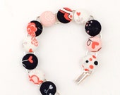Fabric Button Bracelet - peaches and mod