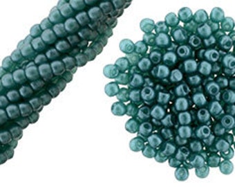 Czech Glass 2mm Pearls - 1 Strand - 100 Pearls - Teal