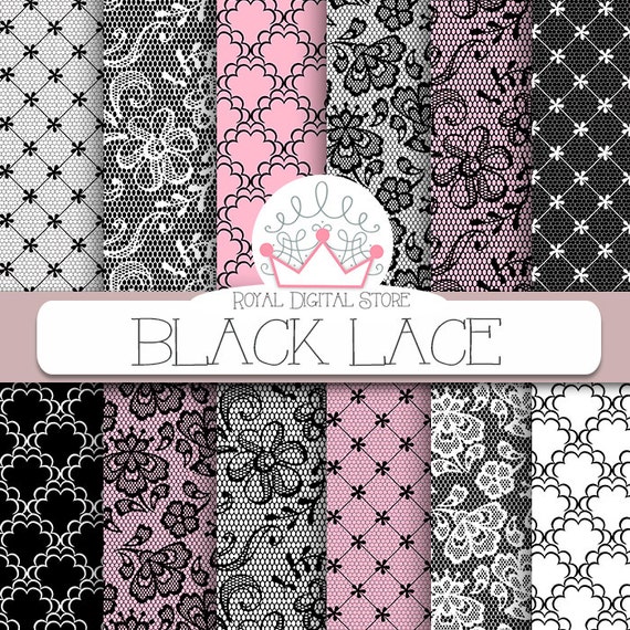 Black Lace Digital Paper Black Lace Digital by royaldigitalstore