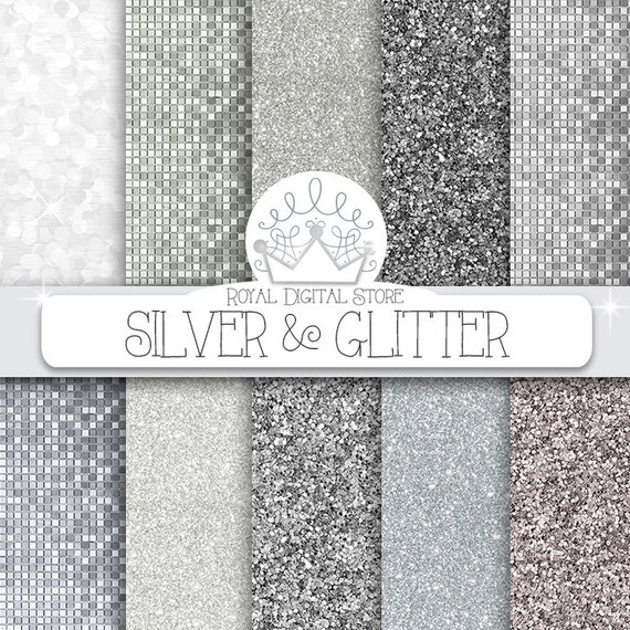 Download Silver glitter digital paper: SILVER & GLITTER