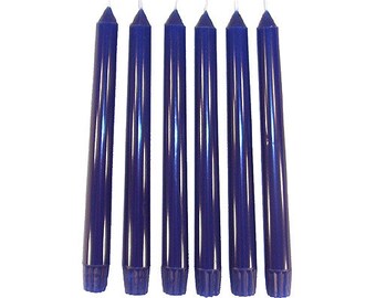 6 Midnight Blue Classic Hand-poured Unscented Taper Candles