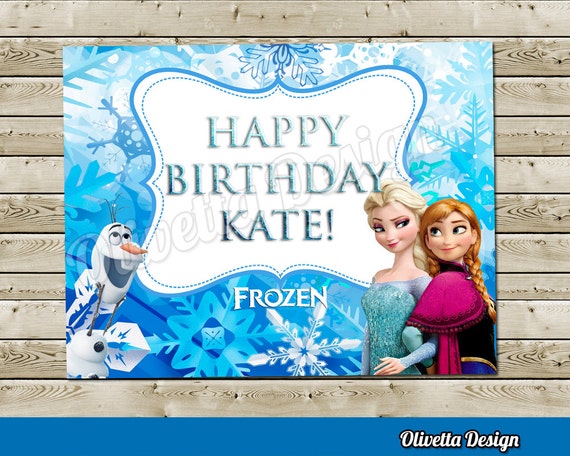 Disney Frozen Happy Birthday Sign, Welcome Sign with Custom Name ...