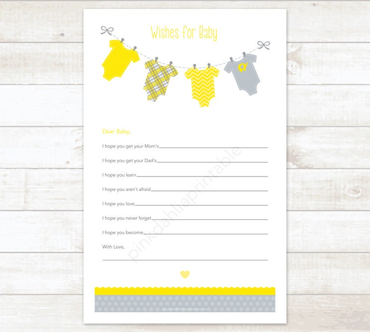 wishes for baby gender neutral baby shower printable game DIY