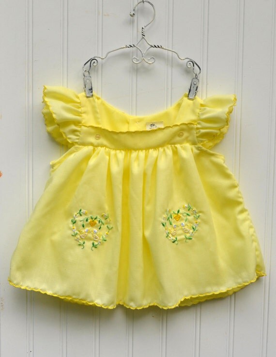 Yellow Vintage Baby Girl Blouse Size 36 by LittleVintagePram