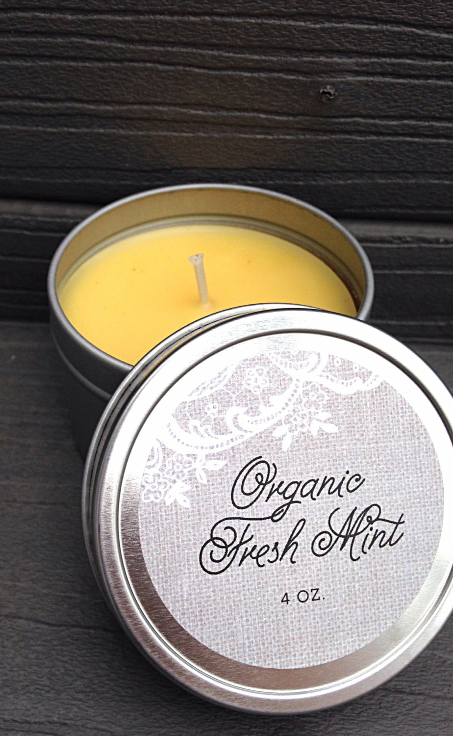 Fresh Mint Candle 4 oz. organic raw besswax. Healthy.
