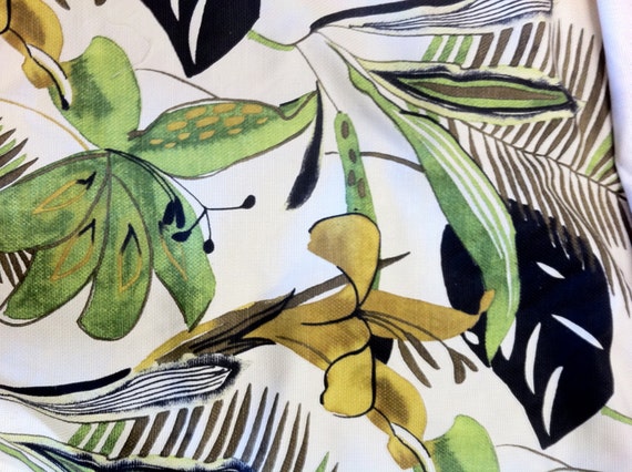 Green Black Gold Palm Upholstery Fabric Upholstery Fabric By