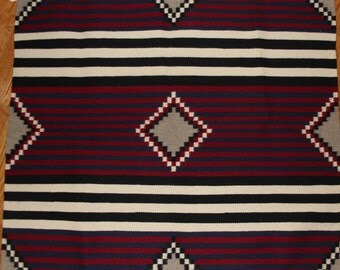 97. Old Navajo Crystal Rug with Double Storm Design